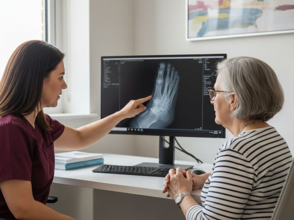 dr ros miller consultation explaining x ray foot